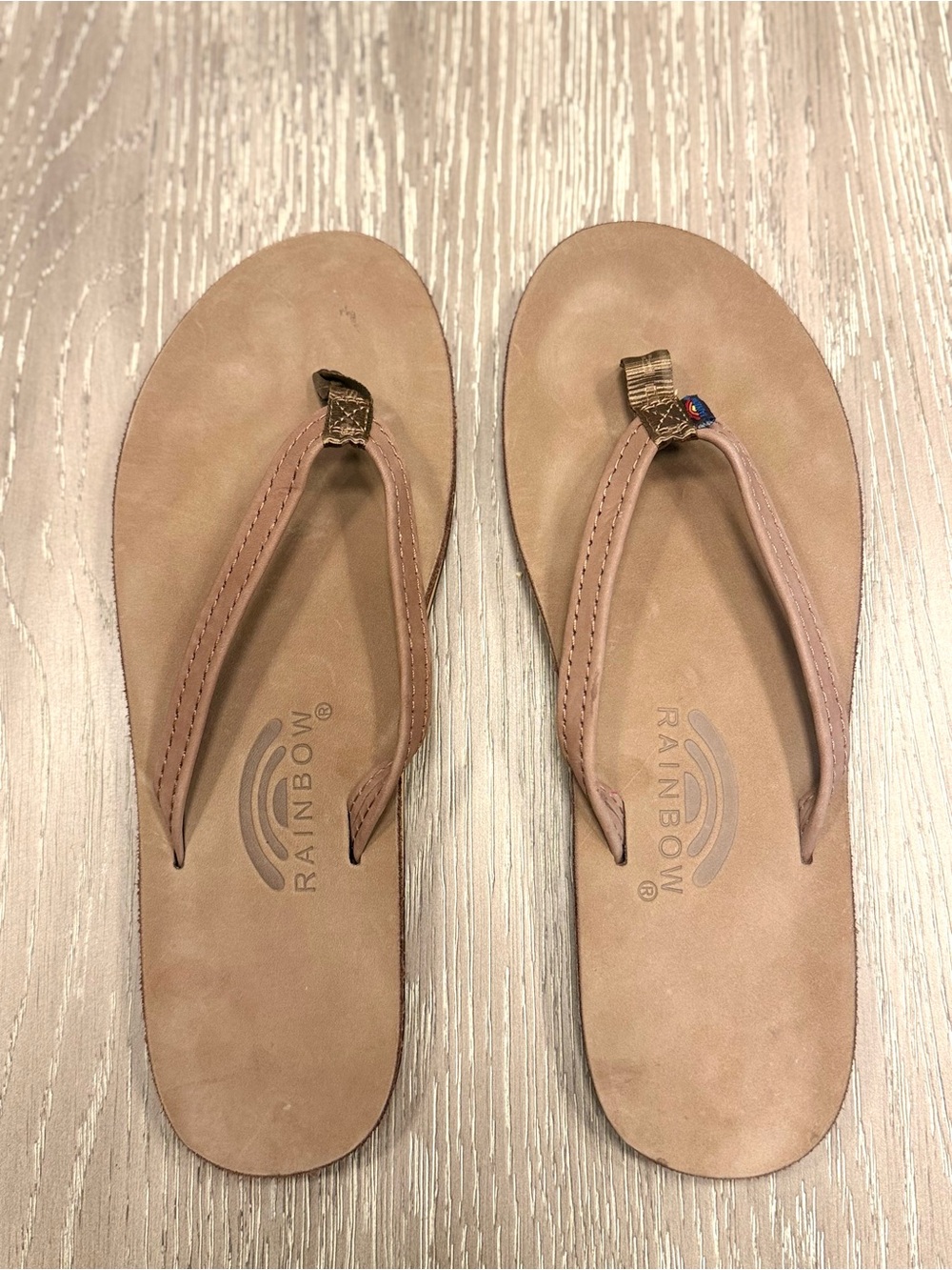 Rainbow Women’s Nude/Tan Leather Flip Flop Sandals